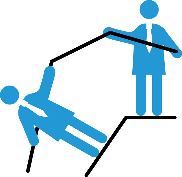 商务人士攀岩教练用绳索一半图片下载