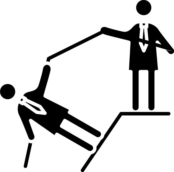 商务人士用绳子指导攀登图片下载