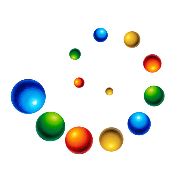 螺旋状的条纹球。抽象的背景。3 d。用彩色铅笔手绘的。图片下载