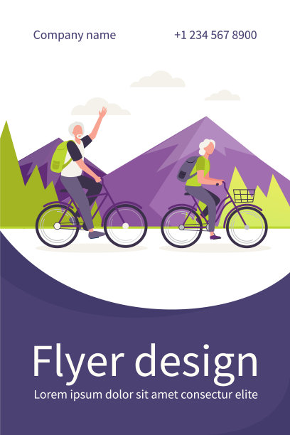 一对老年夫妇在户外骑自行车图片下载