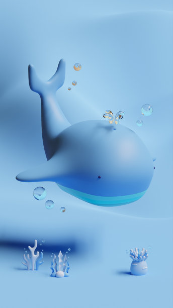 带有鲸鱼3D渲染插图的世界海洋日社交媒体故事格式图片下载