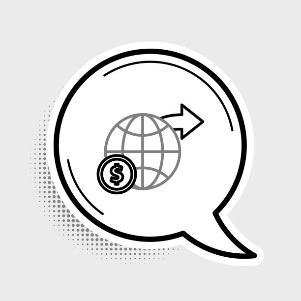 线地球与美元符号图标孤立图片下载