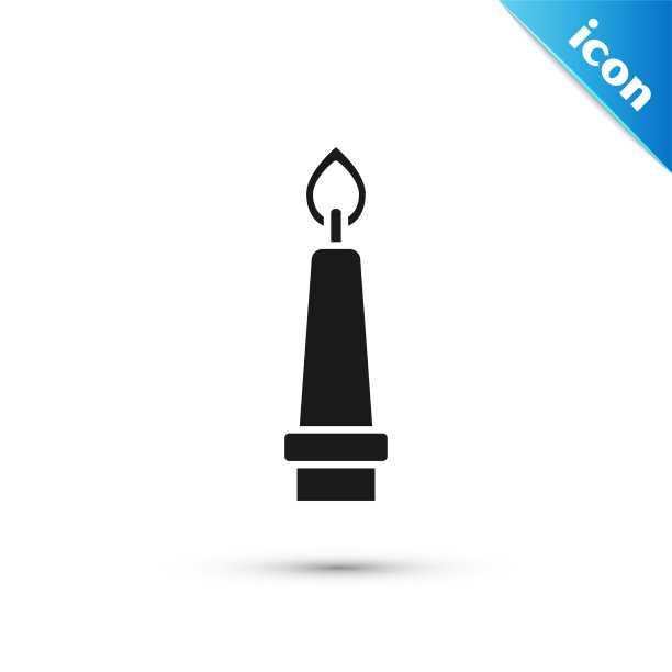 灰色燃烧的蜡烛在烛台图标孤立图片下载
