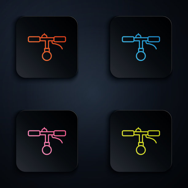 彩色霓虹线自行车车把图标孤立上图片下载