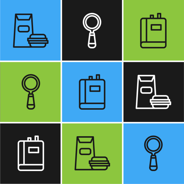 设定线汉堡书和放大镜图标图片下载