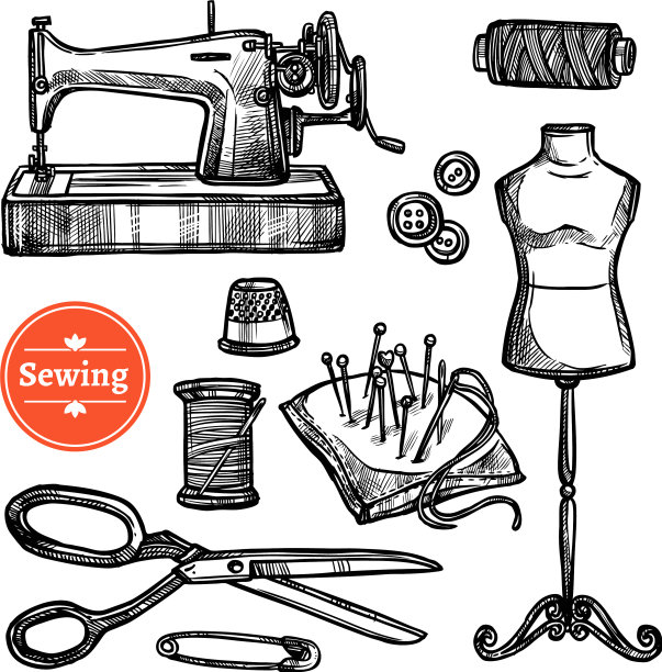 手绘素描缝纫机图片下载