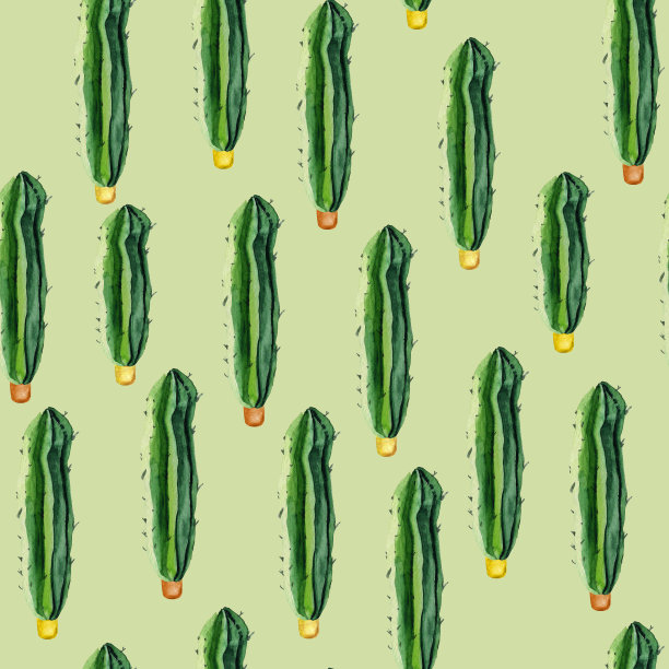 沙漠仙人掌水彩无缝图案。图片下载