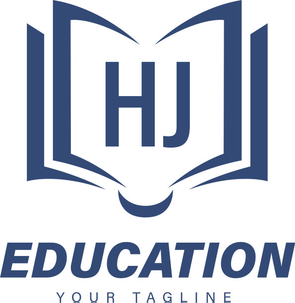 Hj字母标志设计与书的图标现代图片下载