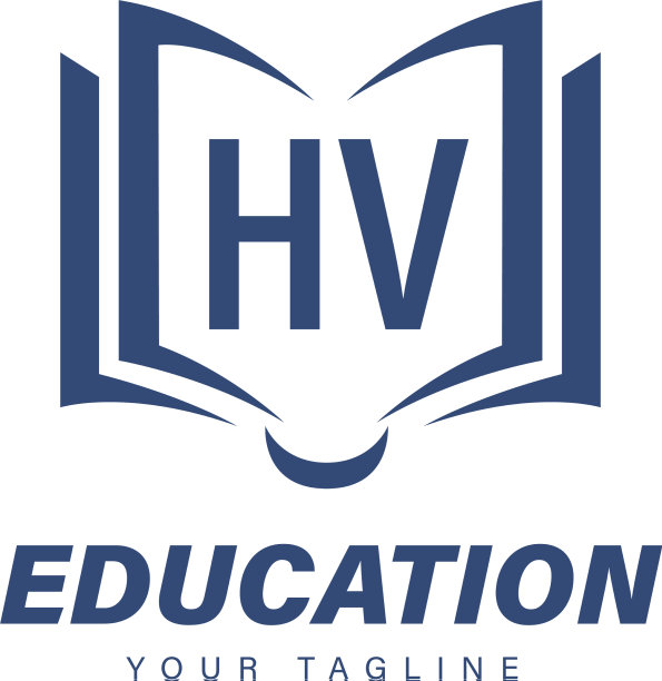 Hv字母标志设计与书籍图标现代图片下载