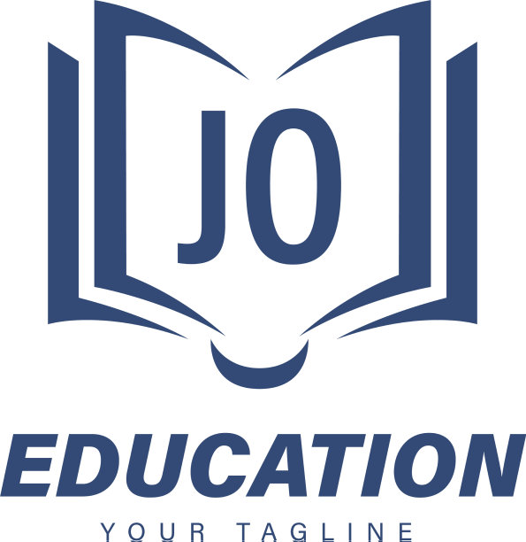 Jo字母标志设计与书籍图标现代图片下载