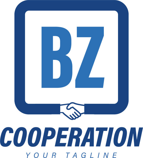 Bz字母标志设计与握手图标现代图片下载