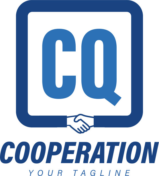 Cq字母标志设计与握手图标现代图片下载