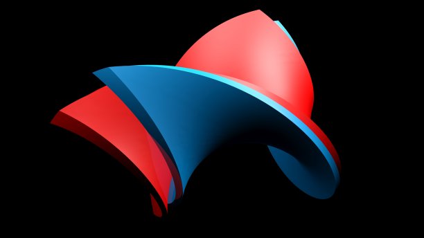 抽象的蓝色和红色的图标在黑色的背景- 3D渲染插图图片下载