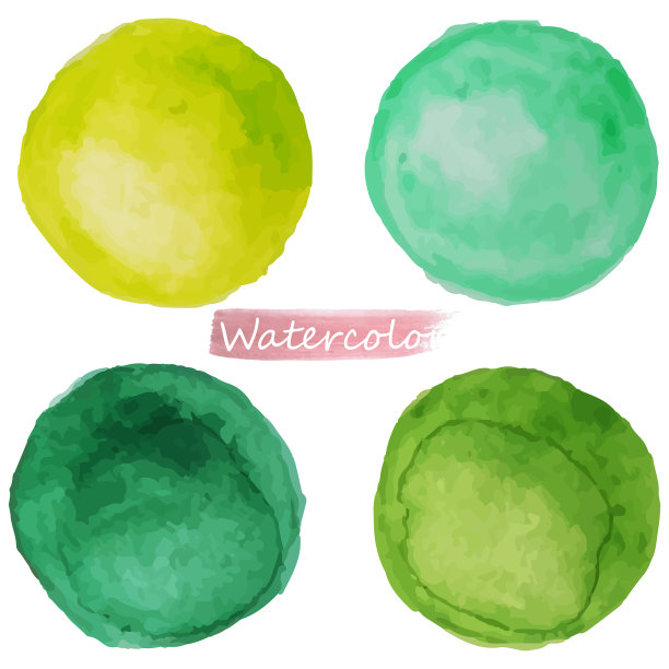 水彩绿色设置在白色背景设置图片下载