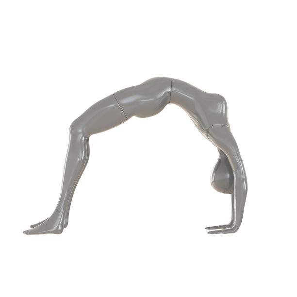 一个灰色的女模特站在一座桥上，在一个孤立的背景上。前视图。三维渲染图片下载