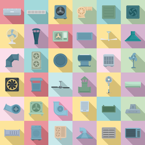 通风图标设置扁平风格图片下载