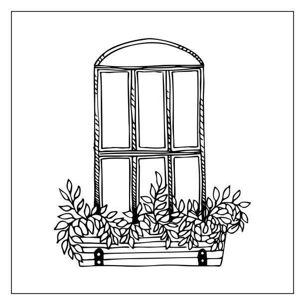 窗户，花盒子，涂鸦图形图片下载