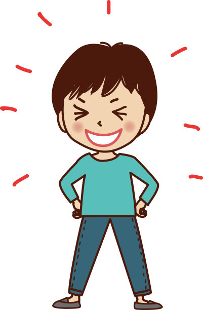 一个把手放在屁股上笑的男孩。图片下载