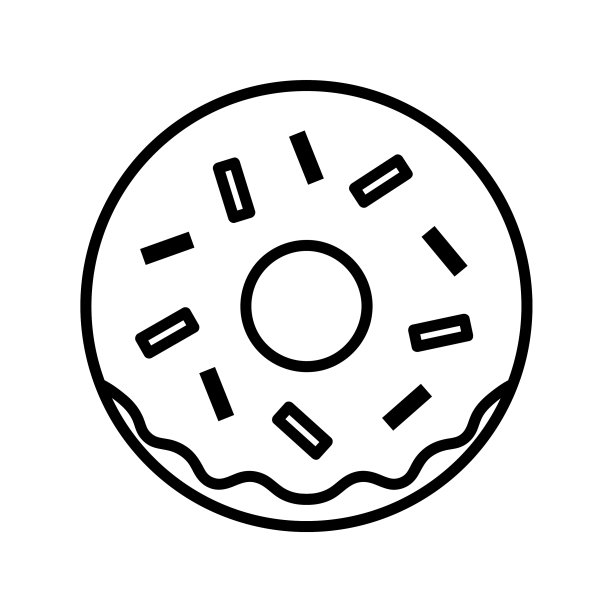 油炸圈饼平面图标象形图为网线笔划图片下载