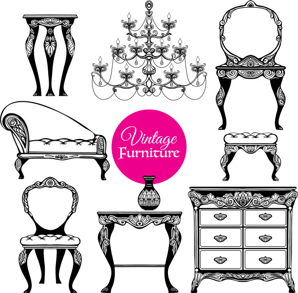 手绘复古家具风格集图片下载