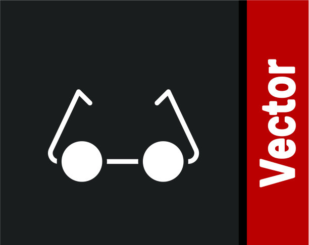 白色眼镜图标孤立在黑色背景图片下载