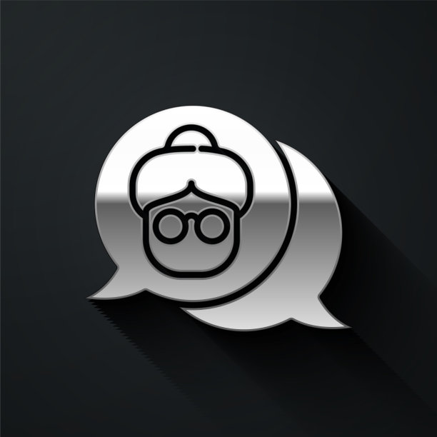 银色祖母图标孤立在黑色图片下载