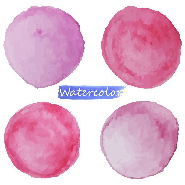 水彩粉色设置在白色背景设置图片下载