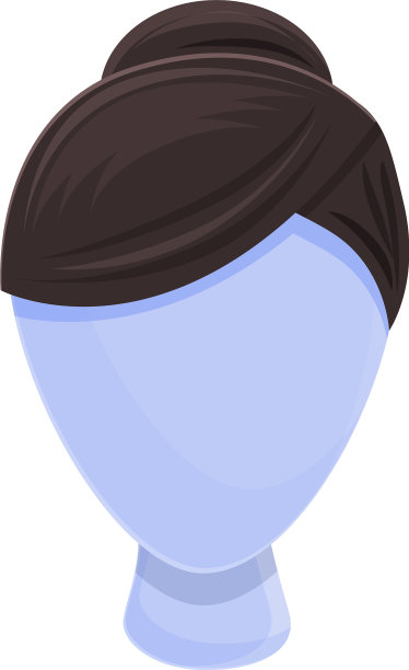 黑色女孩假发图标卡通风格图片下载