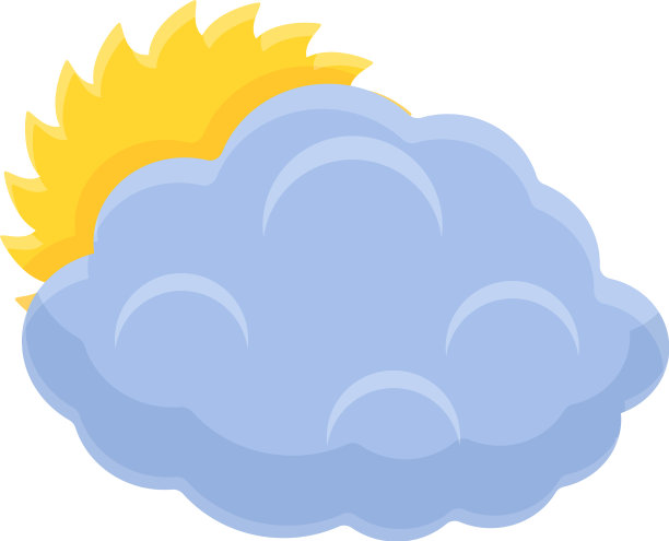 太阳背后的云图标卡通风格图片下载