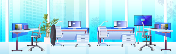 现代化的橱柜与办公室内家具图片下载