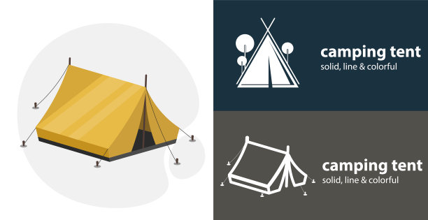 露营帐篷平面图标与露营帐篷简单图片下载