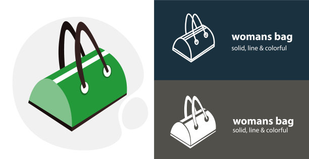 女性手袋扁平图标与手袋简单线条图标图片下载