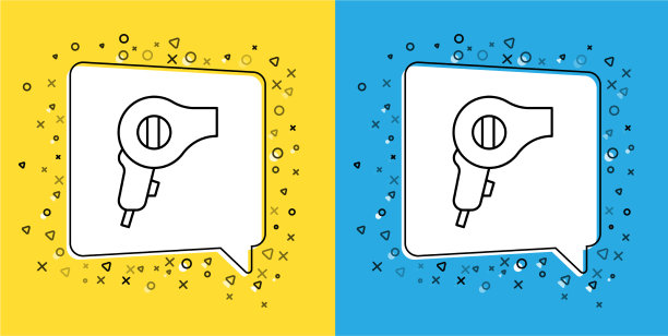 设置线吹风机图标隔离黄色和图片下载