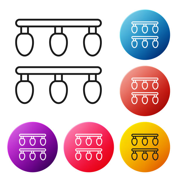 黑色线圣诞灯图标孤立在白色图片下载