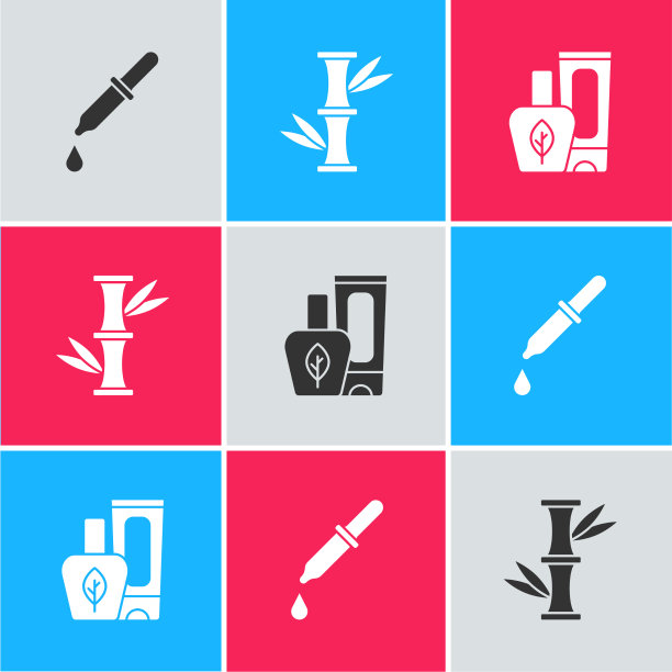 设置吸管竹和药膏膏管图标图片下载