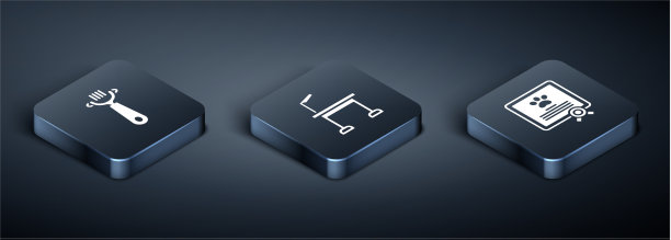 为狗和猫设置等距毛刷图片下载