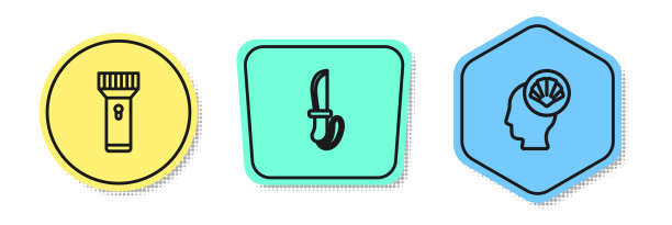 套线手电筒刀和扇贝图片下载