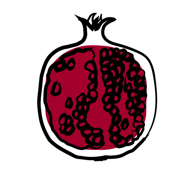石榴水果在线条艺术黑色图片下载