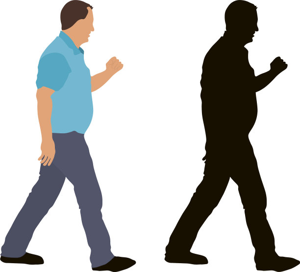 行走的人和剪影孤立在白色图片下载