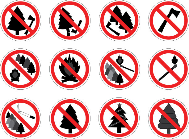禁止标志在有树木的森林里行动图片下载