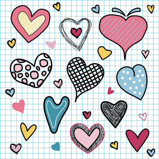 情人节爱心涂鸦手集图片下载