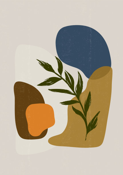 植物版画，波西米亚极简主义版画墙壁艺术图片下载