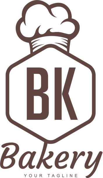 Bk字母标志设计与厨师图标烘焙标志图片下载