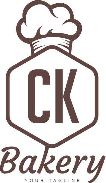 Ck字母标志设计与厨师图标烘焙标志图片下载
