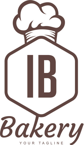 Ib字母标志设计与厨师图标烘焙标志图片下载