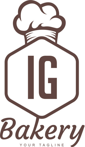 Ig字母标志设计与厨师图标烘焙标志图片下载
