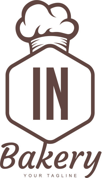 在字母标志设计与厨师图标面包房标志图片下载