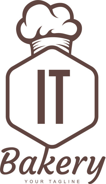 它的字母标志设计与厨师图标面包房标志图片下载