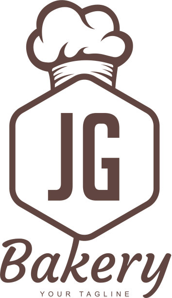 Jg字母标志设计与厨师图标烘焙标志图片下载