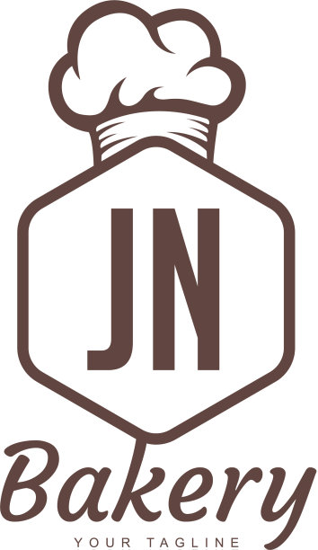 Jn字母标志设计与厨师图标烘焙标志图片下载